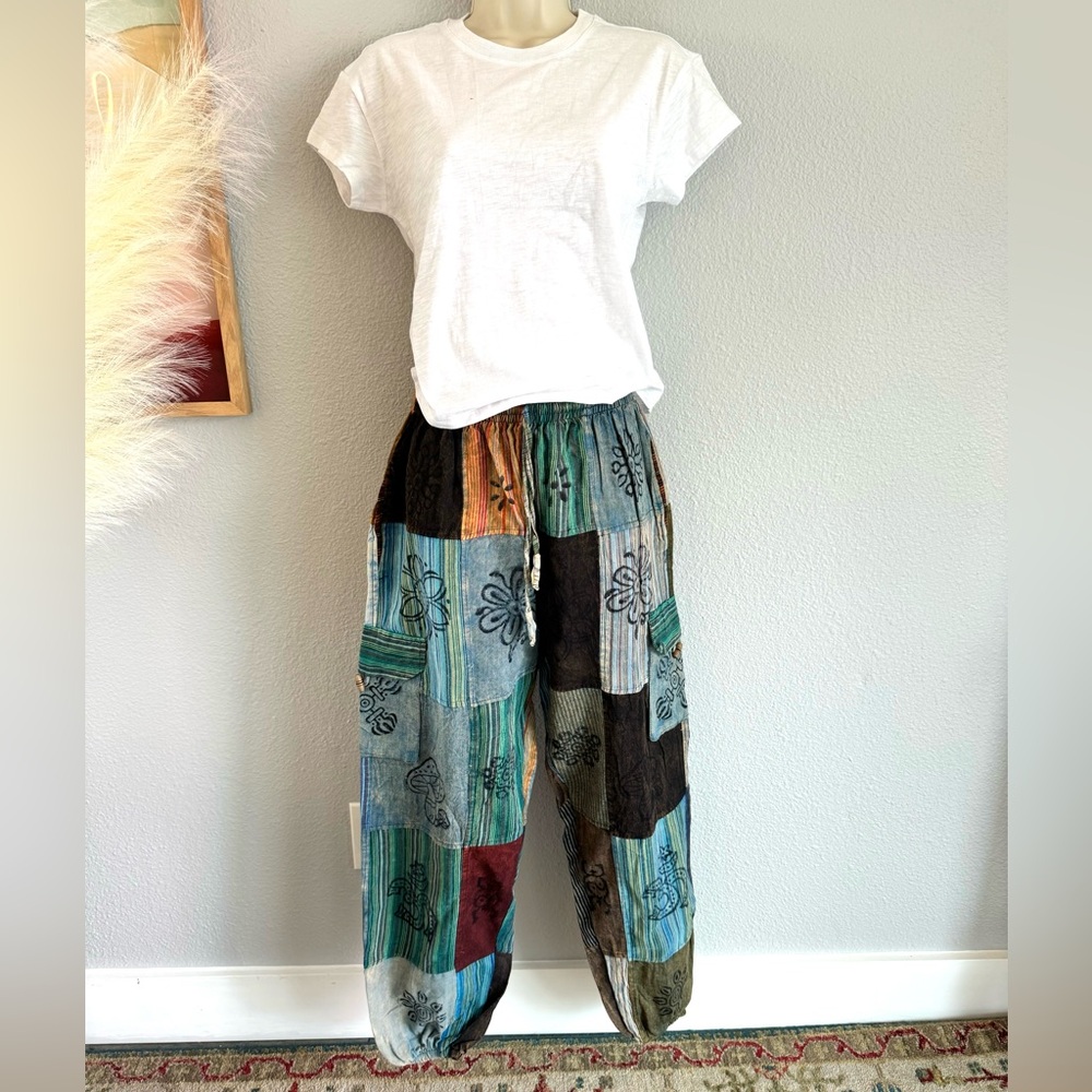 IndieGlam Cotton Patchwork Cargo Boho Pants